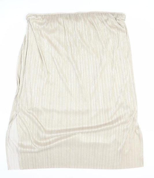 Preworn Womens Gold Polyester A-Line Skirt Size 6
