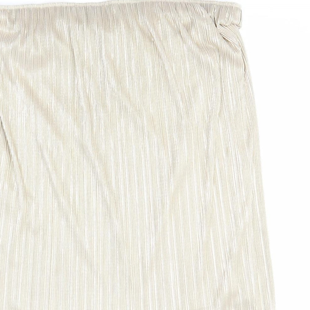 Preworn Womens Gold Polyester A-Line Skirt Size 6