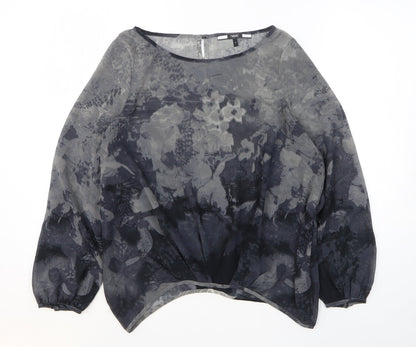 Next Womens Grey Geometric Polyester Basic Blouse Size 8 Round Neck