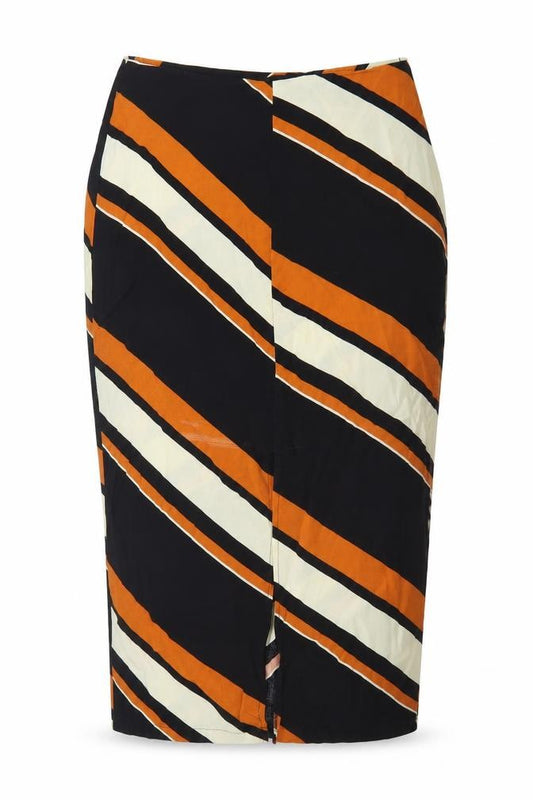Topshop Womens Black Striped Viscose Straight & Pencil Skirt Size 6 Zip