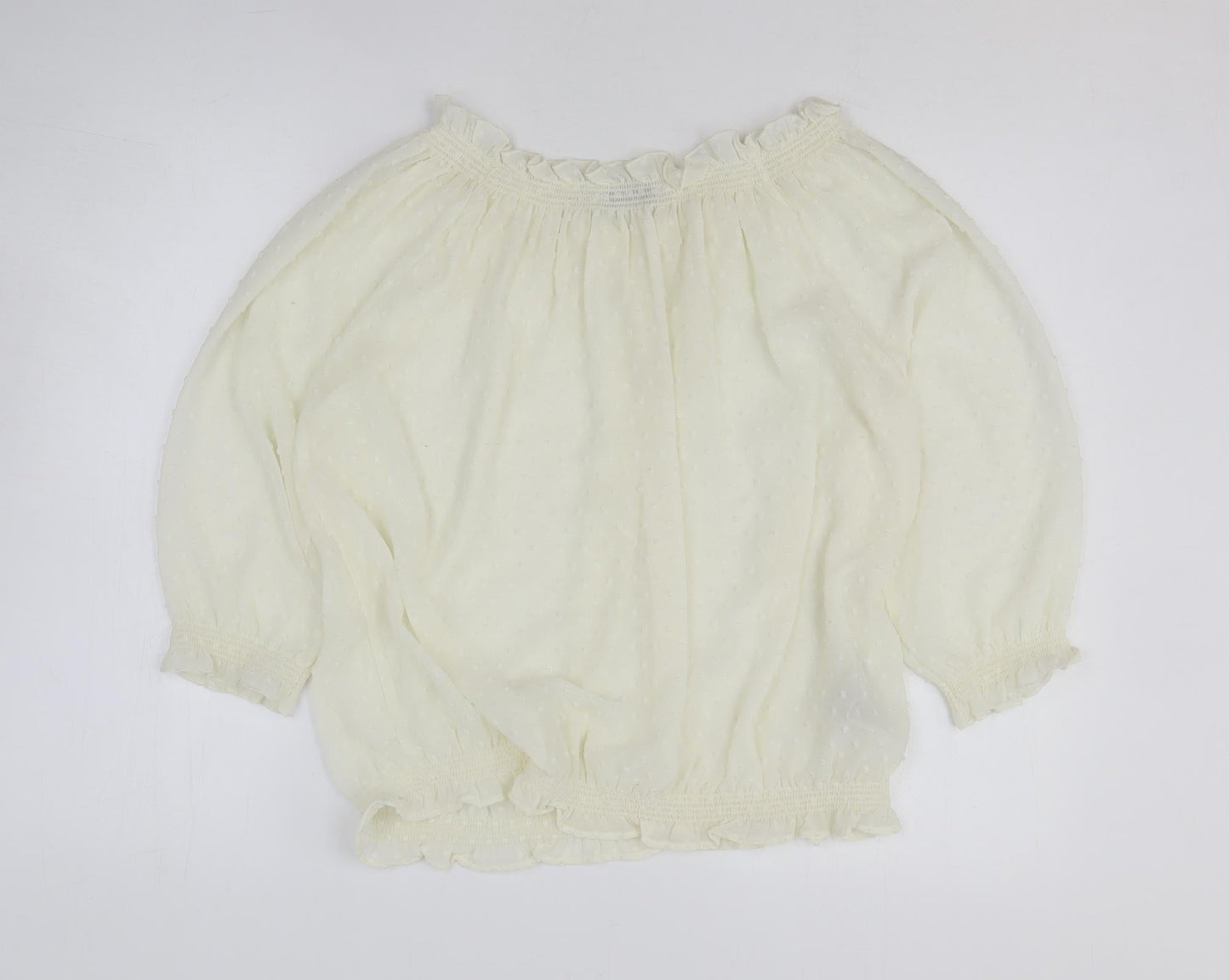 Mango Womens White Polyester Basic Blouse Size L Collared