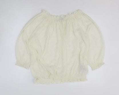 Mango Womens White Polyester Basic Blouse Size L Collared