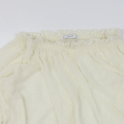 Mango Womens White Polyester Basic Blouse Size L Collared
