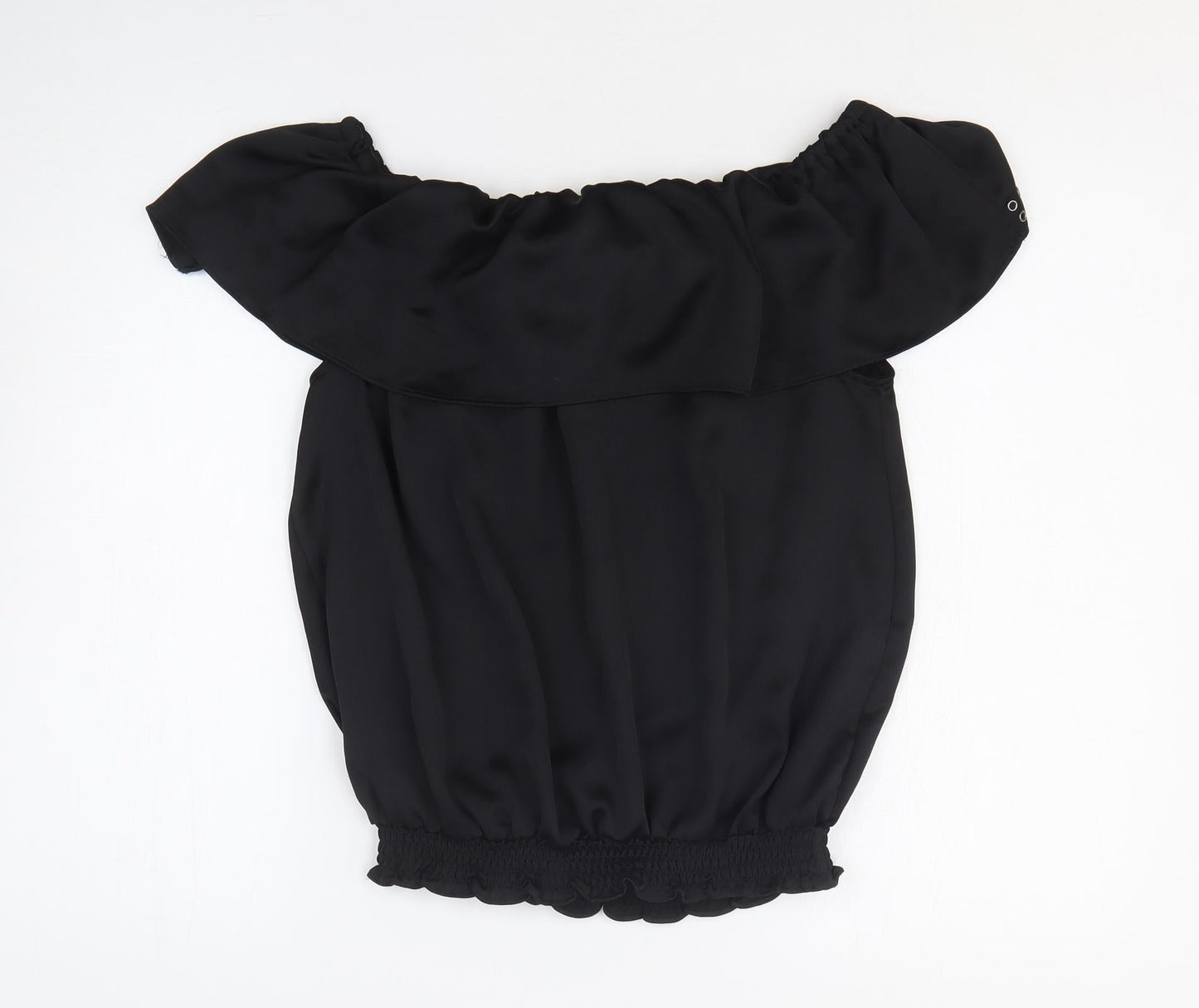 Star Womens Black Polyester Basic Blouse Size 14 Collared