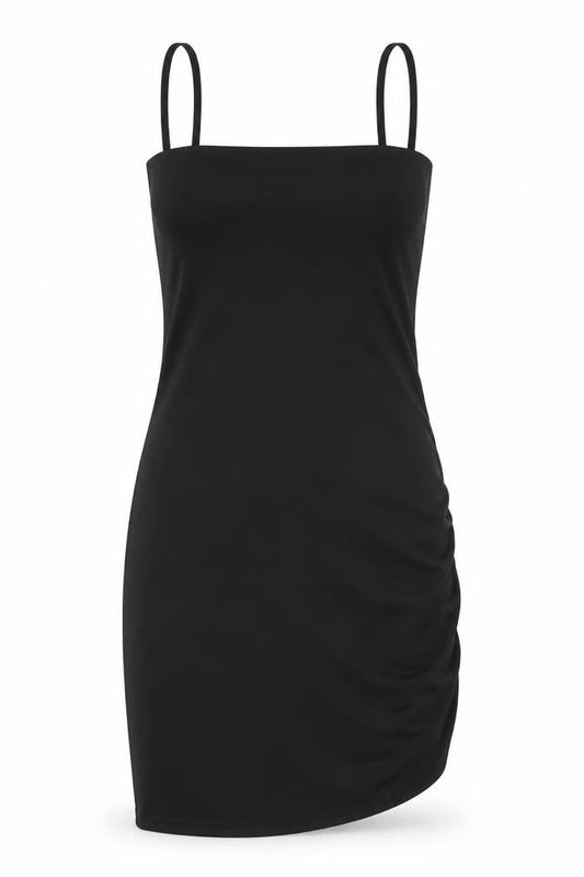 PRETTYLITTLETHING Womens Black Polyester Tank Dress Size 10 Round Neck