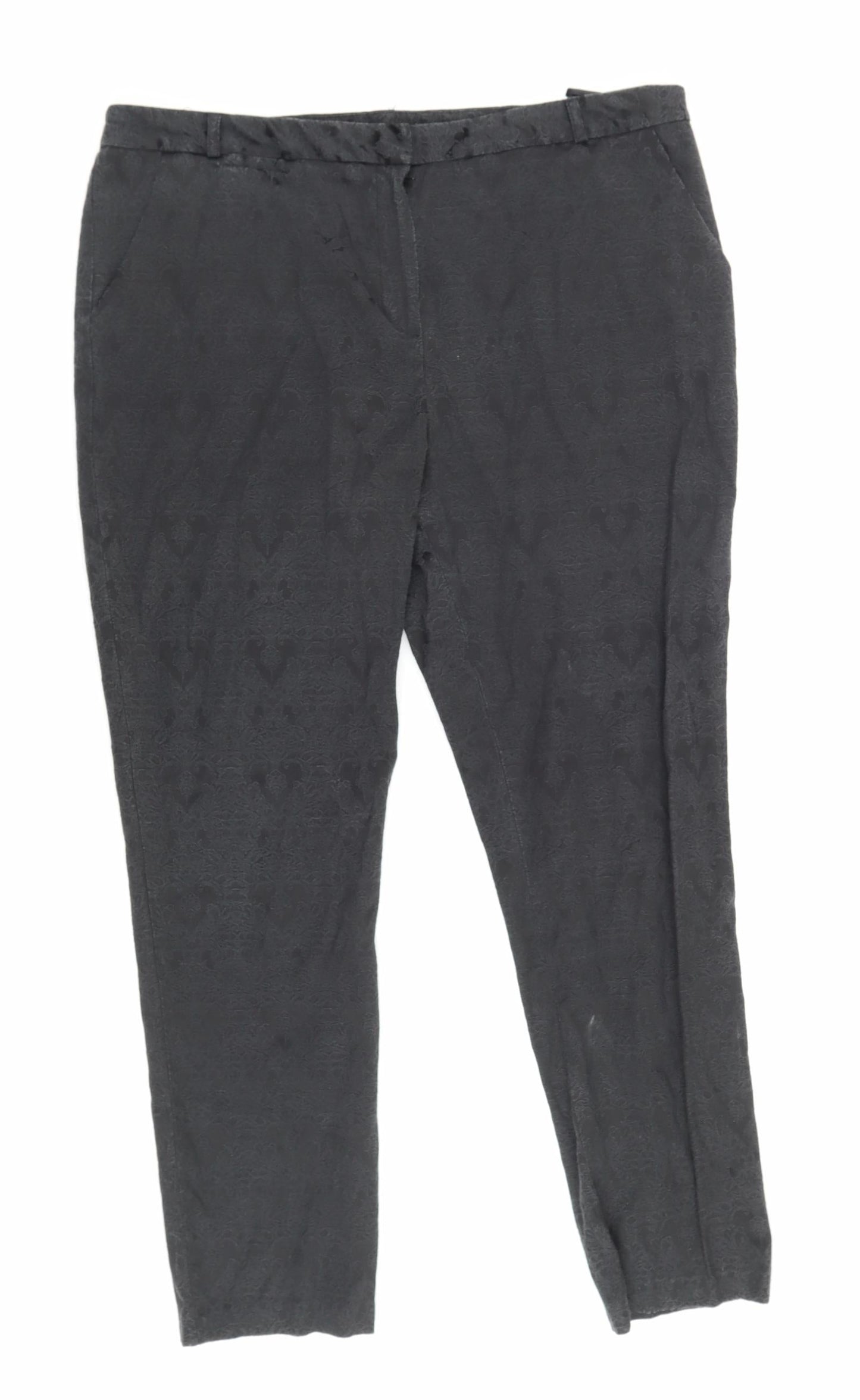 Atmosphere Womens Black Floral Polyester Bloomer Trousers Size 18 L28 in Regular Hook & Eye - Flowers