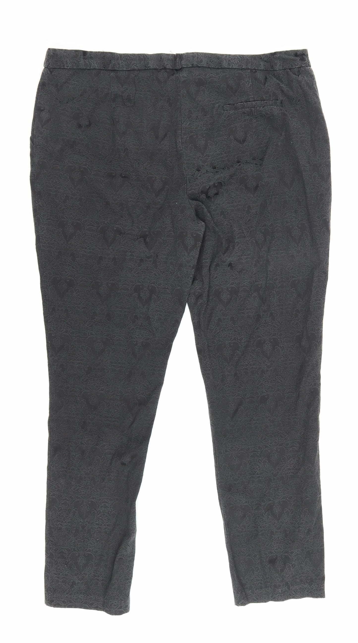 Atmosphere Womens Black Floral Polyester Bloomer Trousers Size 18 L28 in Regular Hook & Eye - Flowers
