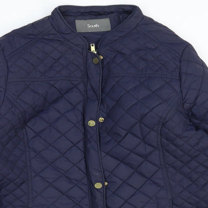 South Womens Blue Quilted Coat Size 14 Zip