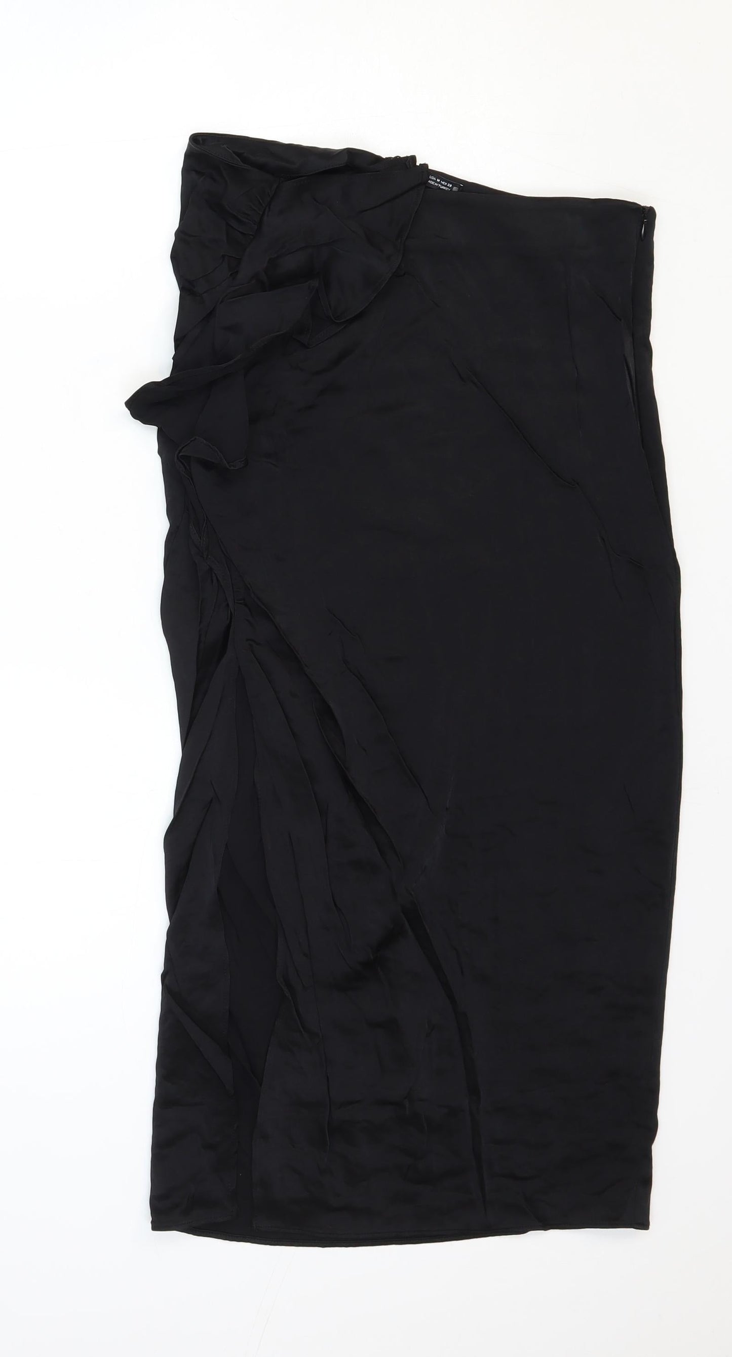 Zara Womens Black Polyester Straight & Pencil Skirt Size M Zip