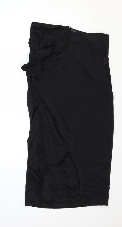 Zara Womens Black Polyester Straight & Pencil Skirt Size M Zip