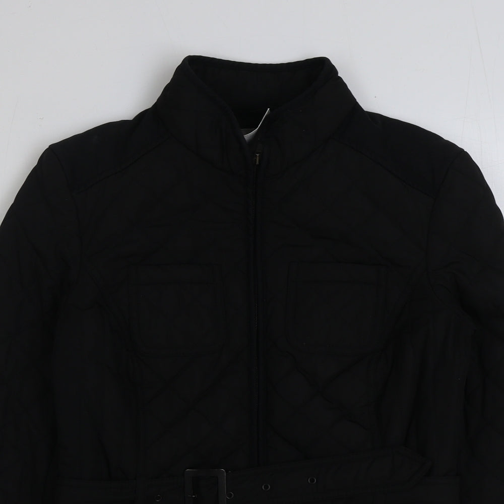 BHS Womens Black Puffer Jacket Coat Size 10 Button