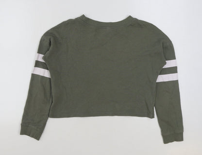 H&M Girls Green Cotton Pullover Sweatshirt Size 11-12 Years Pullover