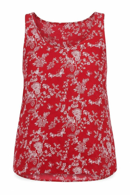 Atmosphere Womens Red Floral Polyester Basic Tank Size 12 Scoop Neck