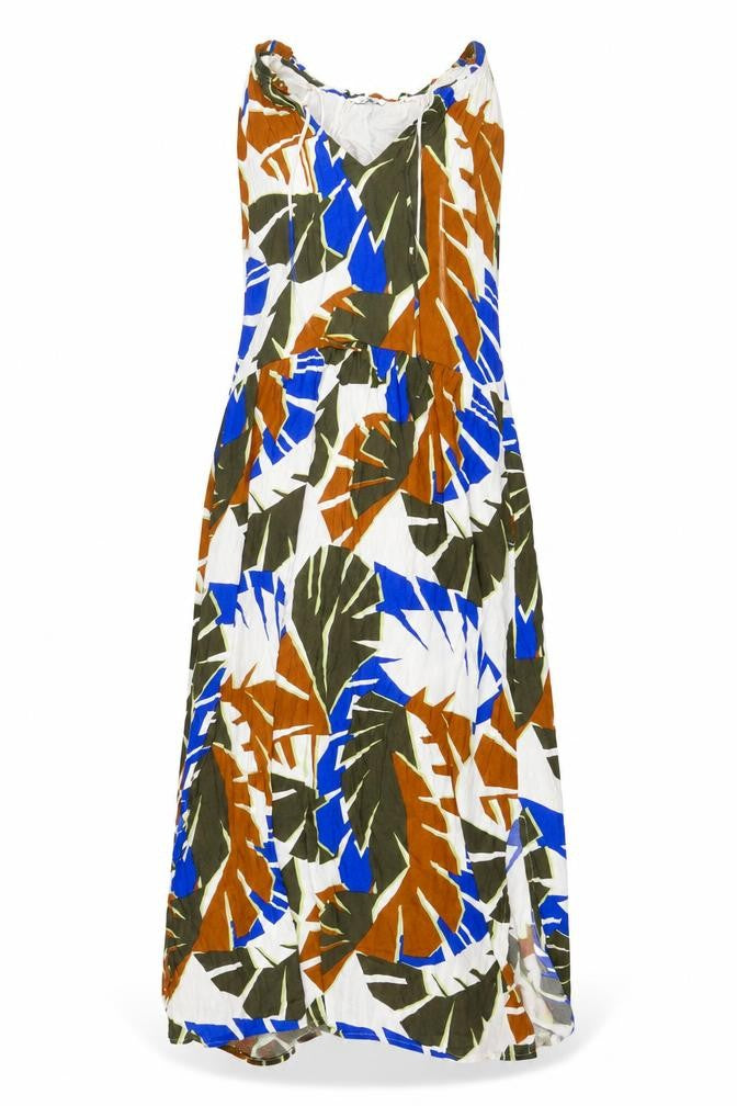 TOM TAILOR Womens Multicoloured Geometric Viscose Maxi Size 10 V-Neck Pullover