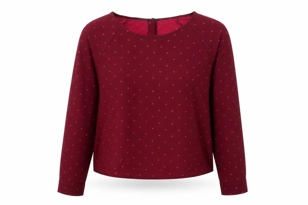 VERO MODA Womens Red Polka Dot Polyester Basic Blouse Size M Boat Neck