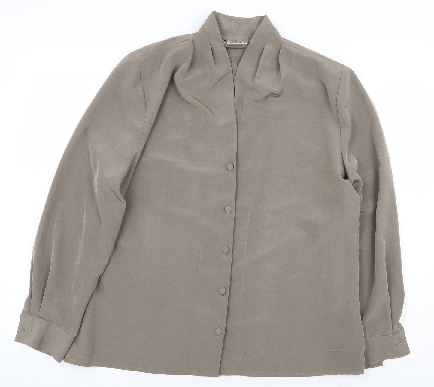 Reldan Womens Grey Polyester Basic Button-Up Size 16 V-Neck