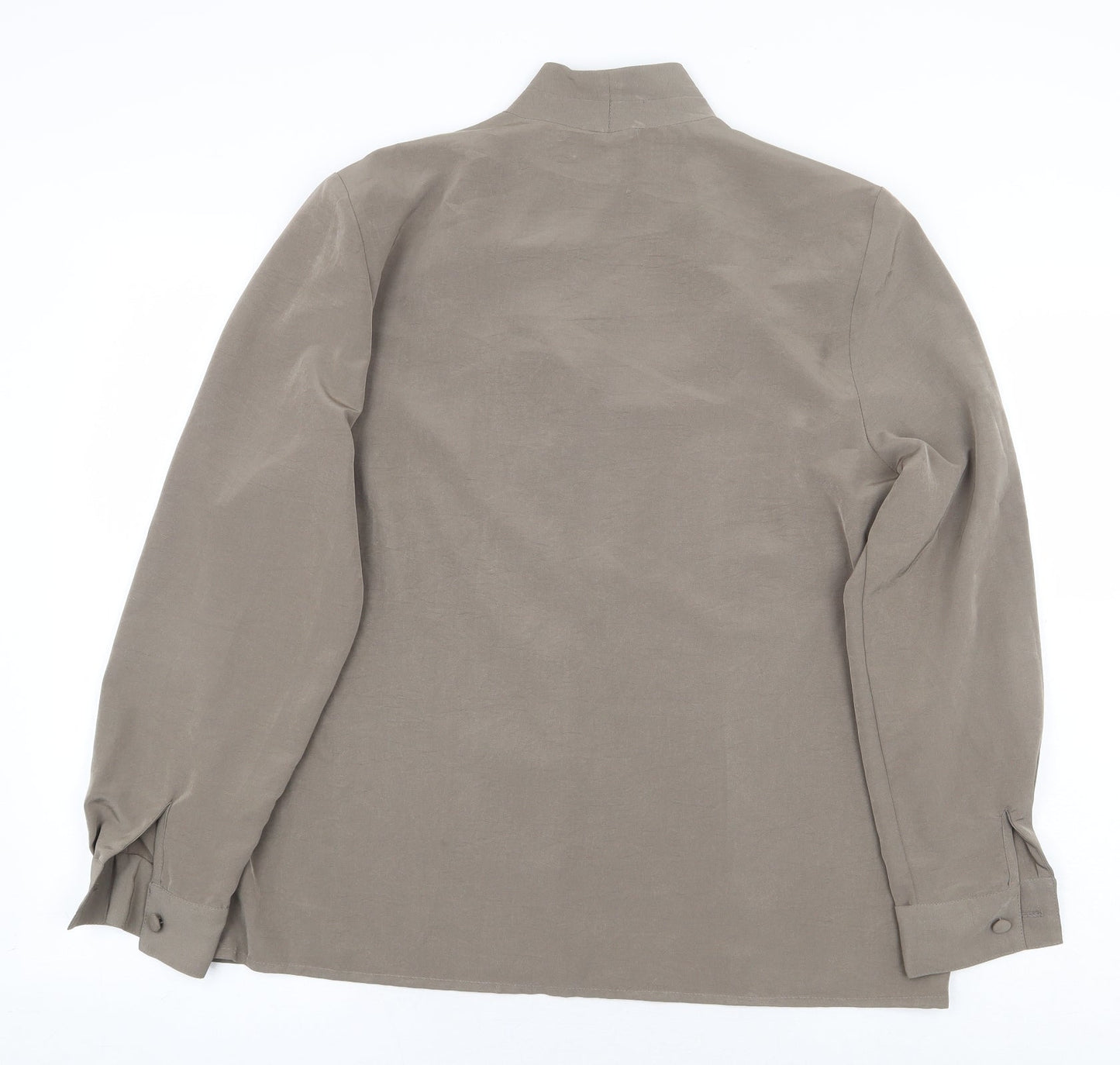 Reldan Womens Grey Polyester Basic Button-Up Size 16 V-Neck