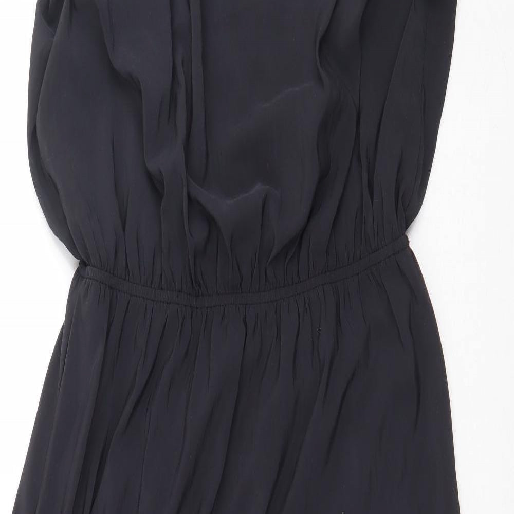 H&M Womens Black Polyester Ball Gown Size 12 Boat Neck Button