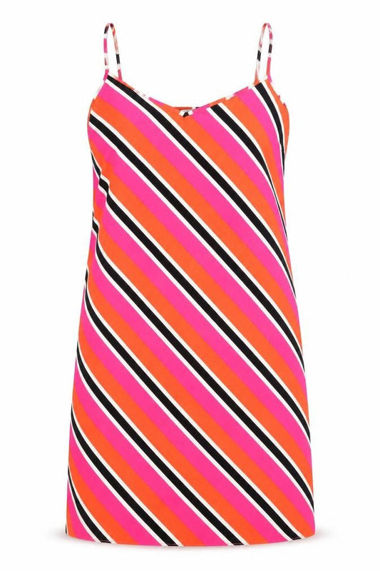 George Womens Multicoloured Striped Polyester Slip Dress Size 10 V-Neck Pullover