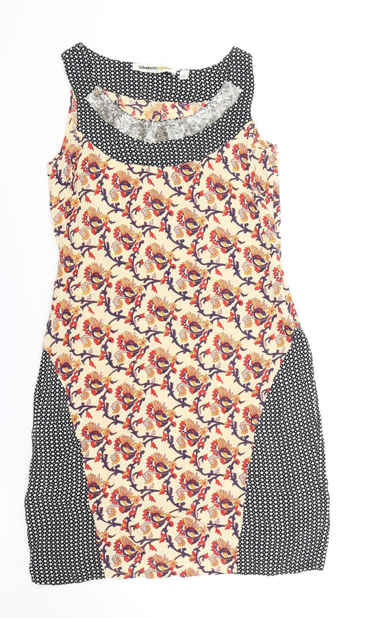 Clements Ribeiro Womens Multicoloured Floral Viscose Tank Dress Size S Boat Neck Zip