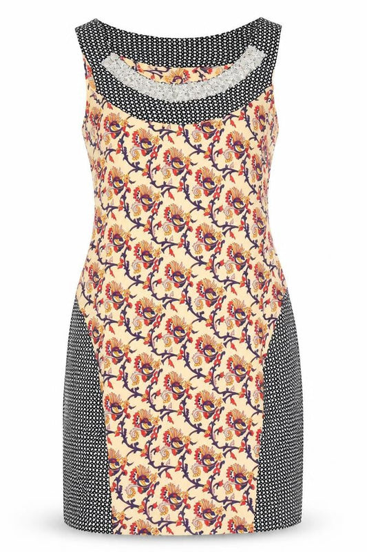 Clements Ribeiro Womens Multicoloured Floral Viscose Tank Dress Size S Boat Neck Zip