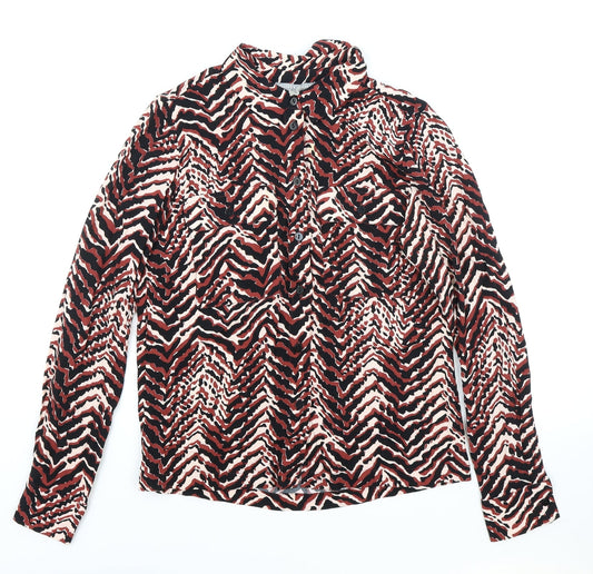 Oliver Bonas Womens Multicoloured Geometric Viscose Basic Button-Up Size 6 Collared