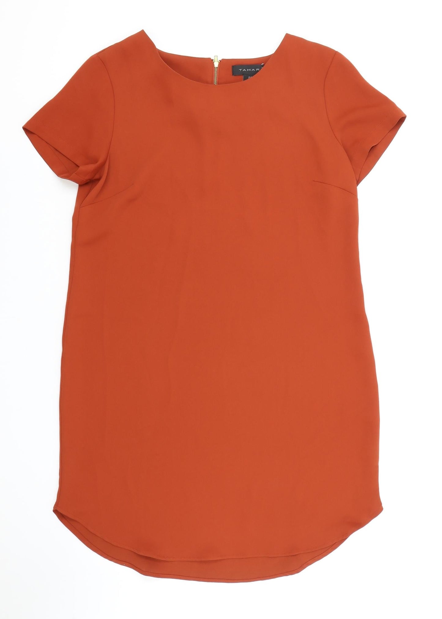 Tahari Womens Orange Polyester Basic Blouse Size 12 Boat Neck