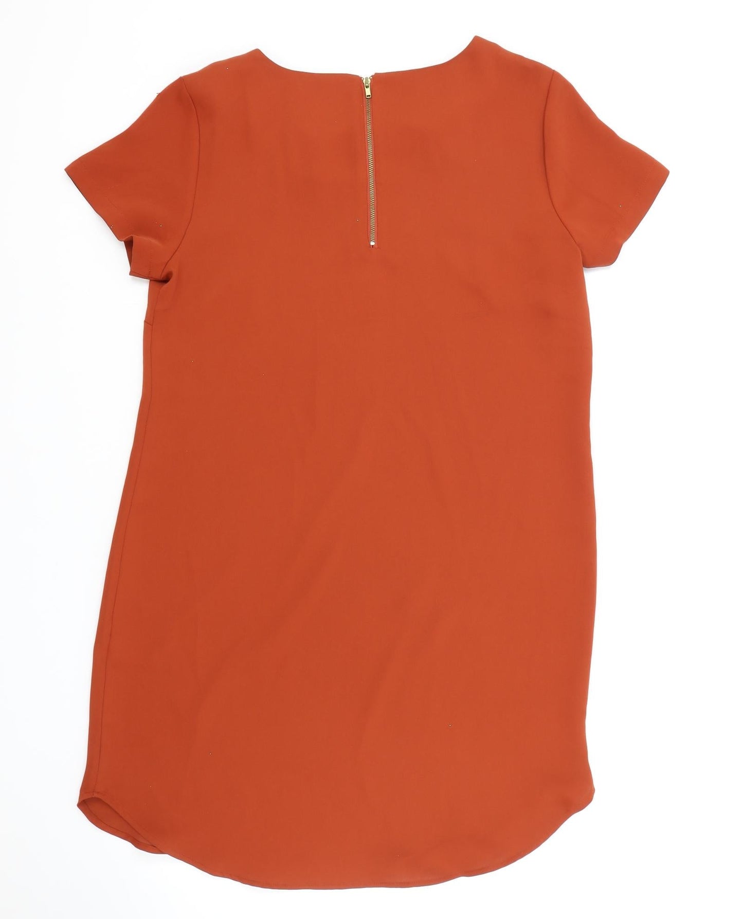 Tahari Womens Orange Polyester Basic Blouse Size 12 Boat Neck