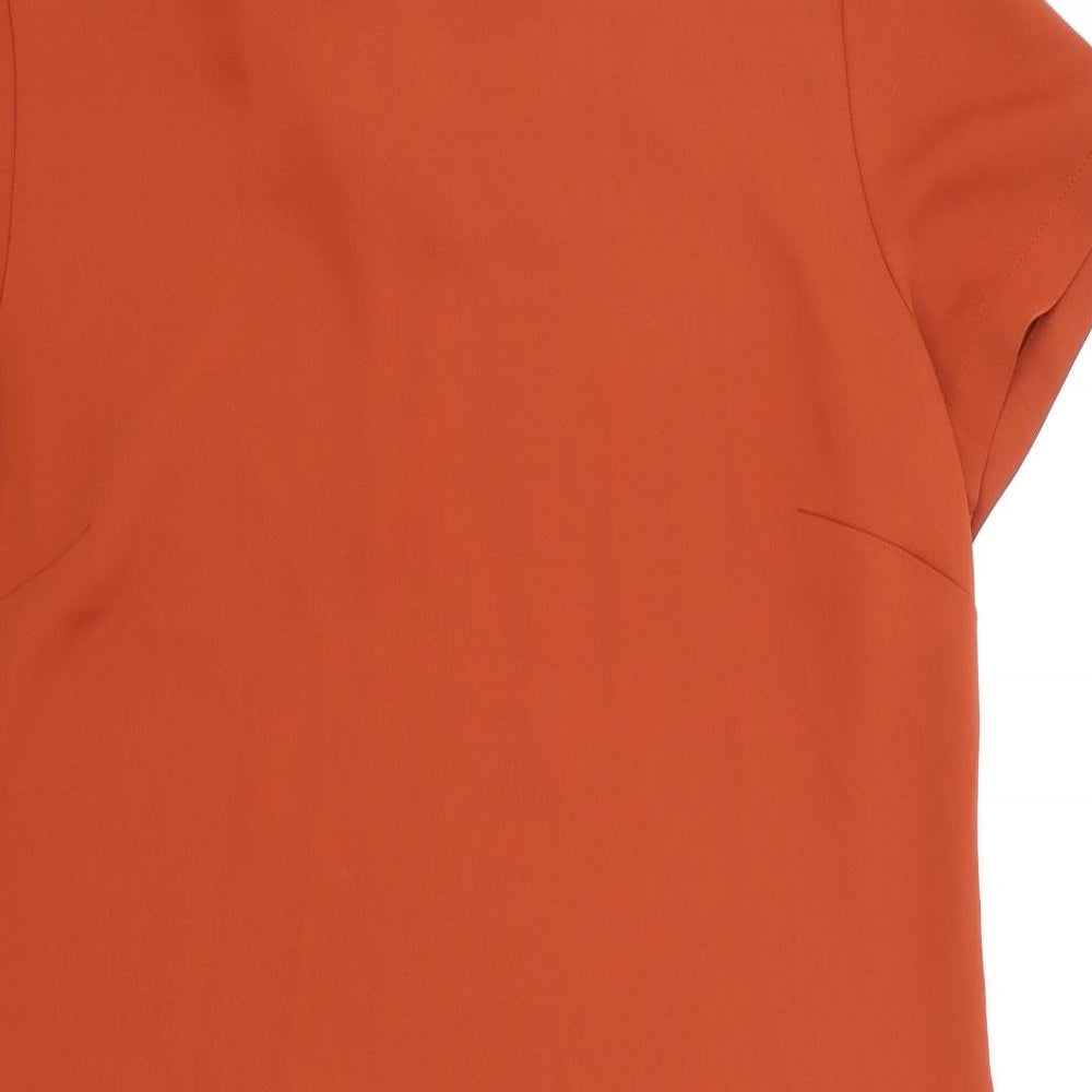 Tahari Womens Orange Polyester Basic Blouse Size 12 Boat Neck