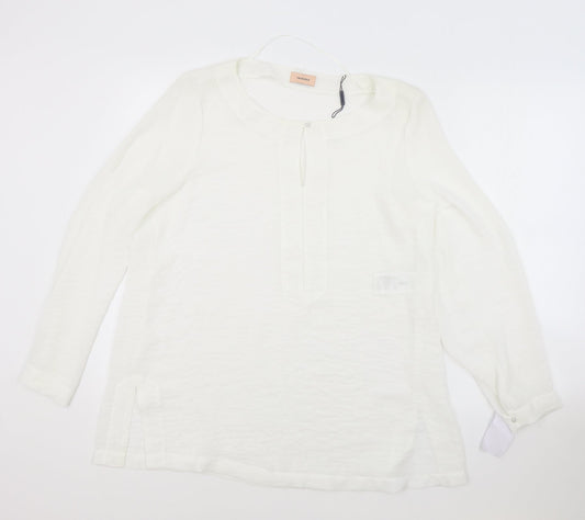 Triangle Womens White Polyester Tunic Blouse Size 14 V-Neck