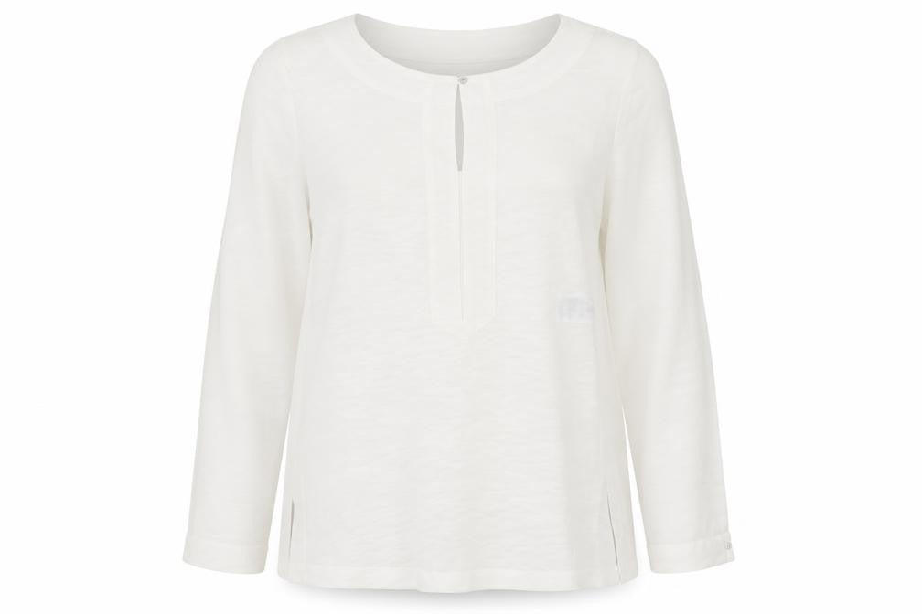 Triangle Womens White Polyester Tunic Blouse Size 14 V-Neck