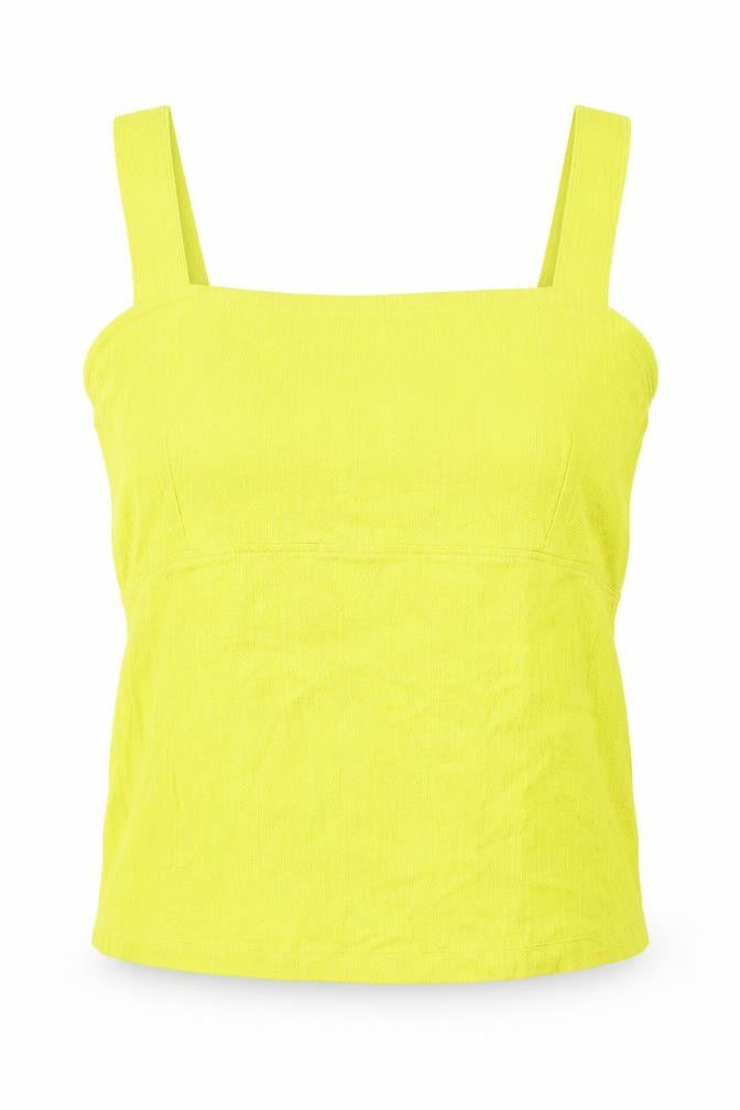 Maeve Womens Yellow Cotton Basic Tank Size L Square Neck