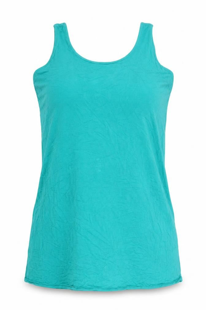 Marks & Spencer Womens Green Cotton Basic Tank Size L Round Neck