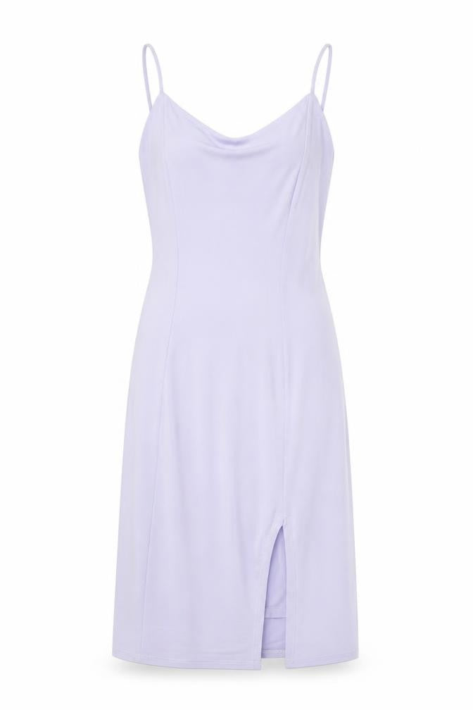River Island Womens Purple Viscose Bodycon Size 6 V-Neck Pullover