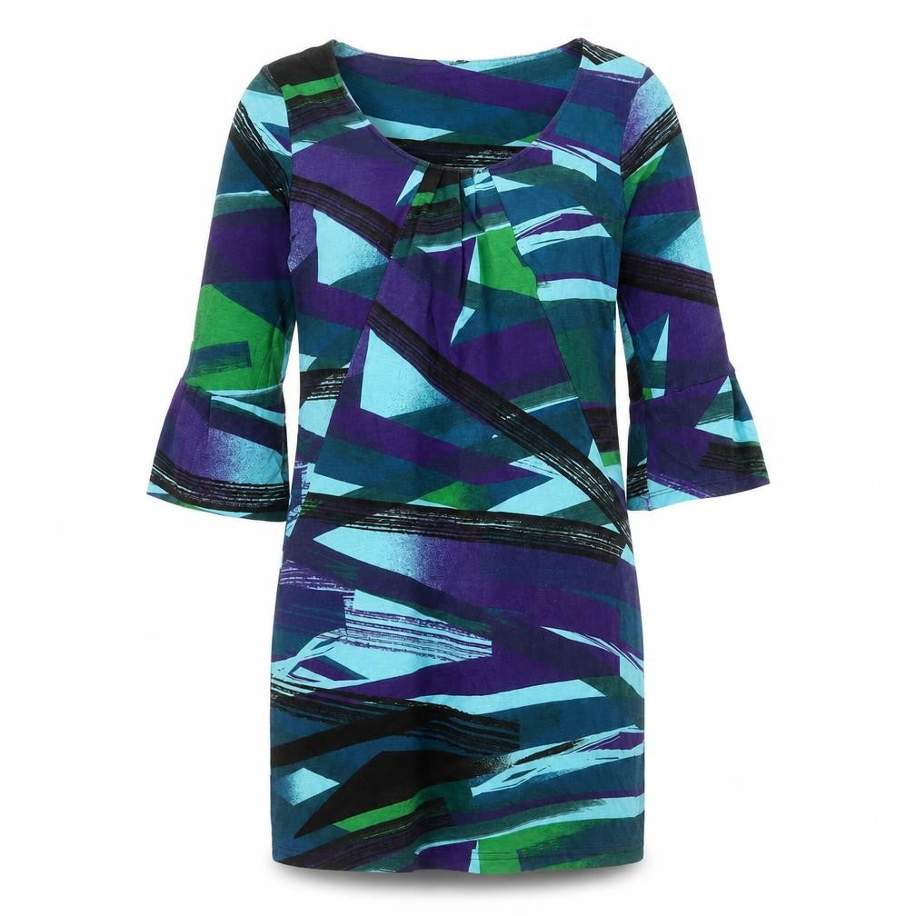 NEXT Womens Multicoloured Geometric Viscose A-Line Size 10 Scoop Neck Pullover
