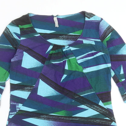 Next Womens Multicoloured Geometric Viscose A-Line Size 10 Scoop Neck Pullover
