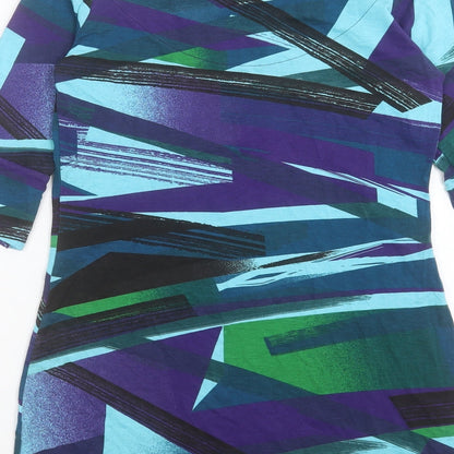 Next Womens Multicoloured Geometric Viscose A-Line Size 10 Scoop Neck Pullover