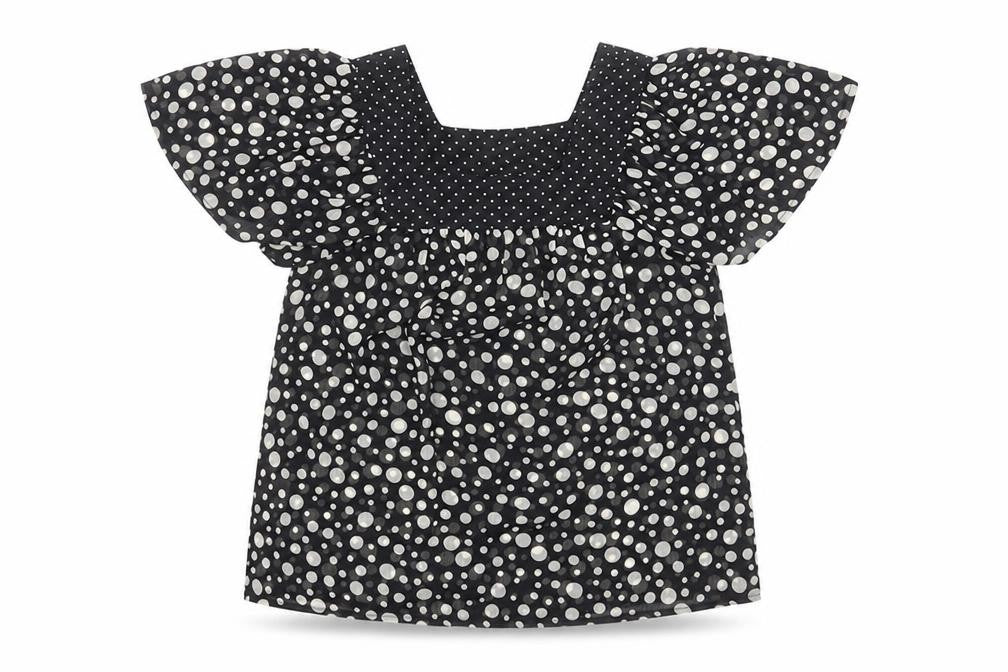 Papaya Womens Black Geometric Polyester Basic T-Shirt Size 8 Square Neck