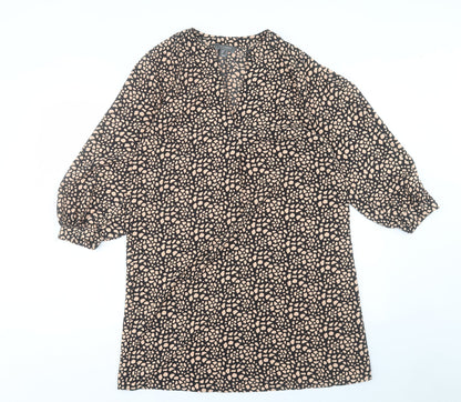Primark Womens Brown Geometric Polyester Sheath Size 12 V-Neck Pullover
