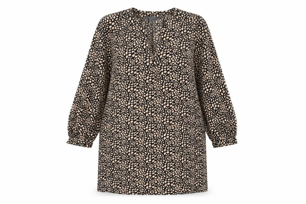 Primark Womens Brown Geometric Polyester Sheath Size 12 V-Neck Pullover
