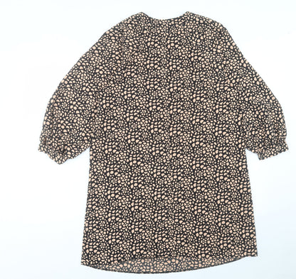 Primark Womens Brown Geometric Polyester Sheath Size 12 V-Neck Pullover