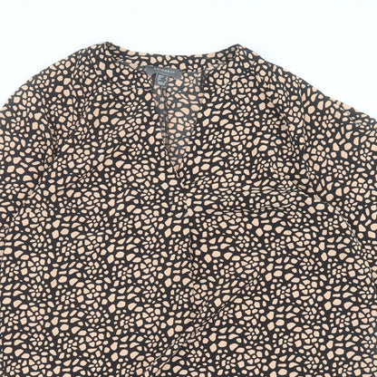 Primark Womens Brown Geometric Polyester Sheath Size 12 V-Neck Pullover