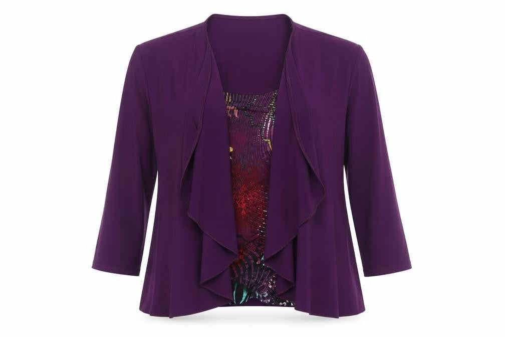 Jenny Lloyd Womens Purple Geometric Polyester Basic T-Shirt Size 12 Scoop Neck