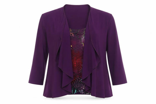 Jenny Lloyd Womens Purple Geometric Polyester Basic T-Shirt Size 12 Scoop Neck