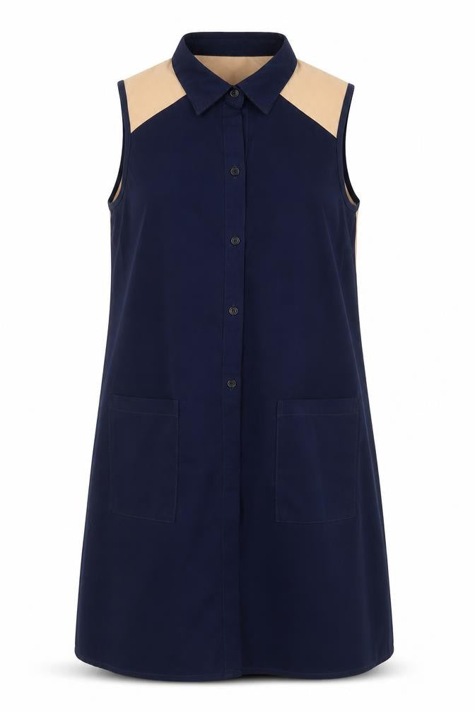 lacquar Womens Blue Polyester Basic Button-Up Size S Collared