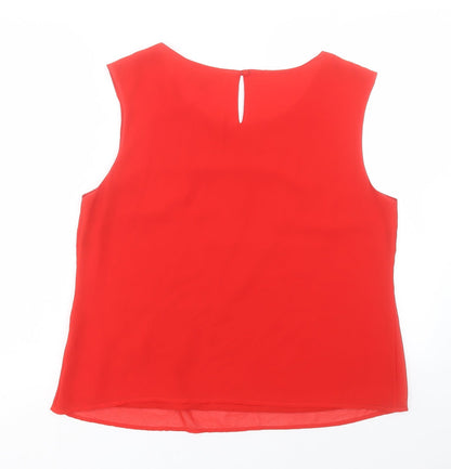 Havren Womens Red Polyester Basic Tank Size 16 Scoop Neck