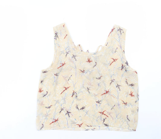 New Look Womens Beige Geometric Polyester Camisole Tank Size M Scoop Neck - Size M/L