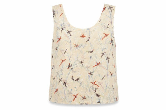New Look Womens Beige Geometric Polyester Camisole Tank Size M Scoop Neck - Size M/L