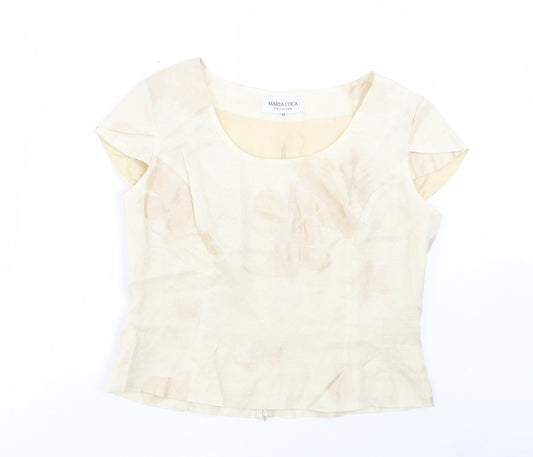 MARIA COCA Womens Ivory Acetate Basic T-Shirt Size 18 Boat Neck