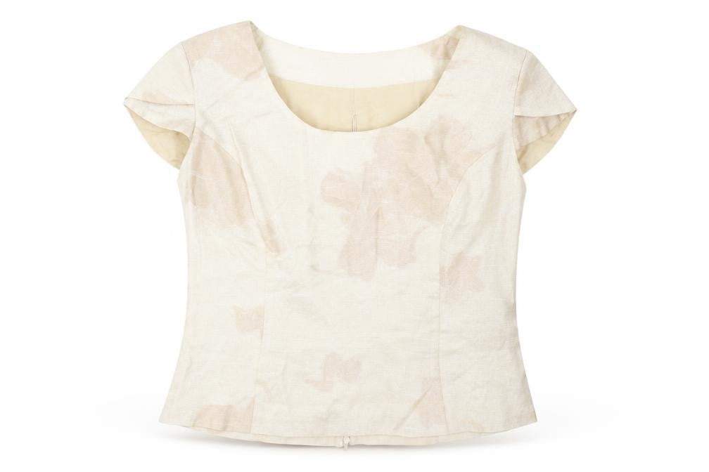 MARIA COCA Womens Ivory Acetate Basic T-Shirt Size 18 Boat Neck